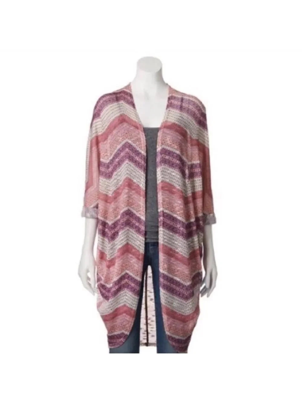MUDD lightweight pastel chevron cocoon cardigan Jr size medium